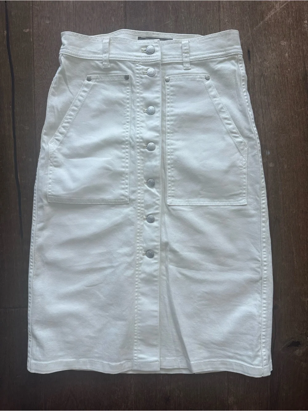 Point Sur J. Crew White Button-Front Denim Skirt